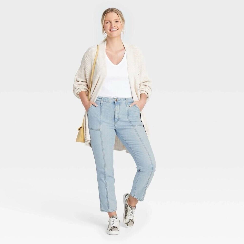 Universal Thread Plus 18 34R Jeans High Rise Slim‎ Straight Cropped Crop Women's